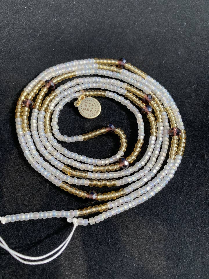 Crown-Chakra-purple One 2strand tie on Waistbeads. for wholesale by Letrice Custom Creations LLC