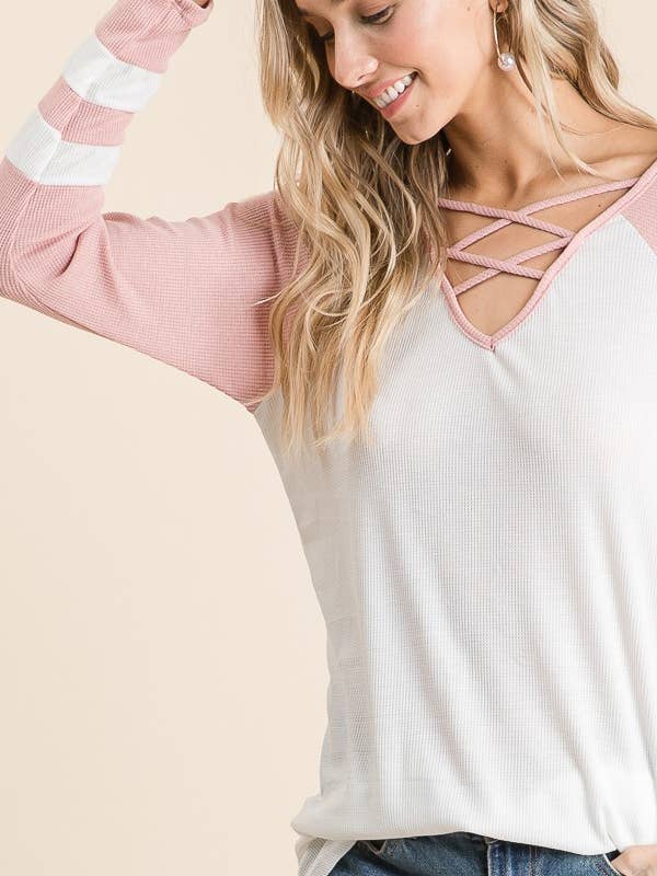 lovely melody - Vente Chemise – femme - T8094 - MANCHES LONGUES AVEC RAYURES ET DÉTAIL AU NIVEAU DU COU23