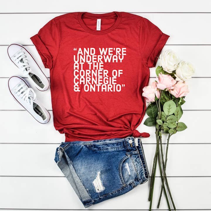 Mistakes on The Lake - Wholesale Screen Printed T-Shirt - Unisex - We're Underway at The Corner of Carnegie & Ontario Unisex Tee1