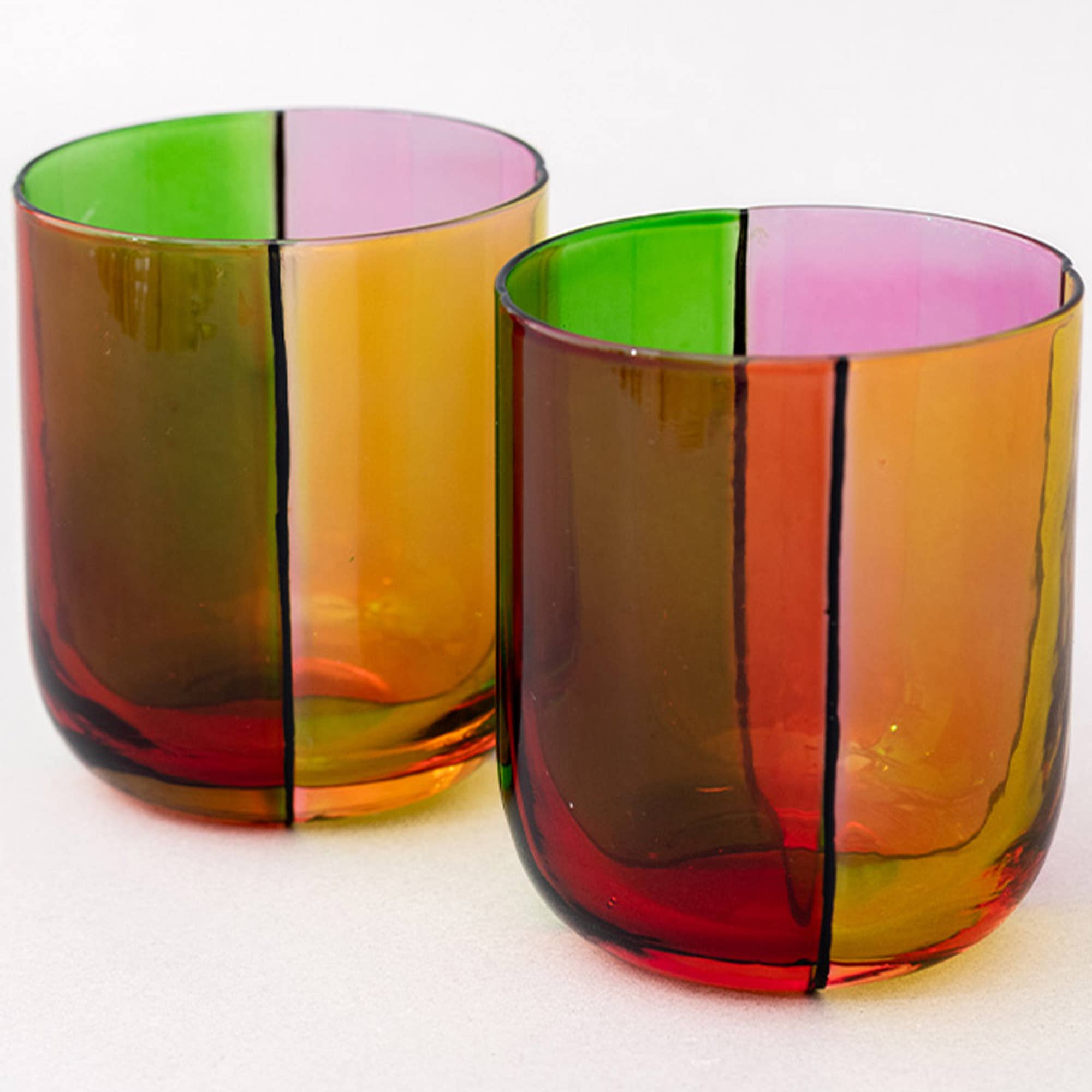 Ban.do – wholesale Drinking glass/cup – Low Ball Glasses, Colorblock1