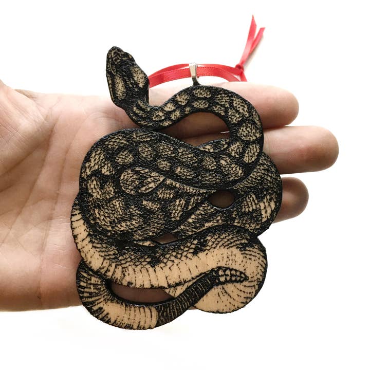 Snake Animal Ornament - Laser Cut Wood - Exotic Pet Reptile for wholesale by Toad Hill Farm