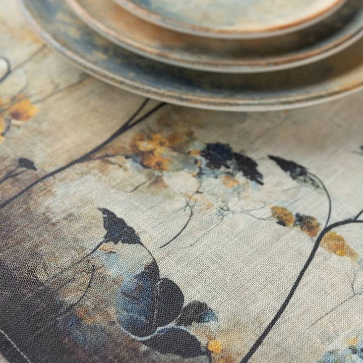 Suisse Maison de Lin - Wholesale Dinner & Cloth Napkin - Japanese Floral Handmade Linen Napkins