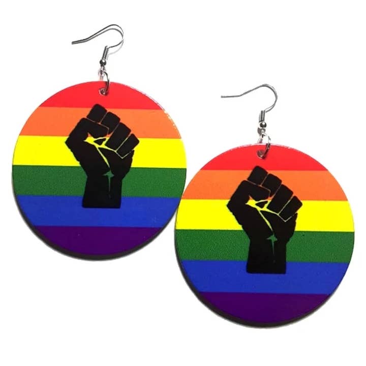 Equality Power Fist Statement Dangle Wood Earrings for wholesale by Kerena Nicole