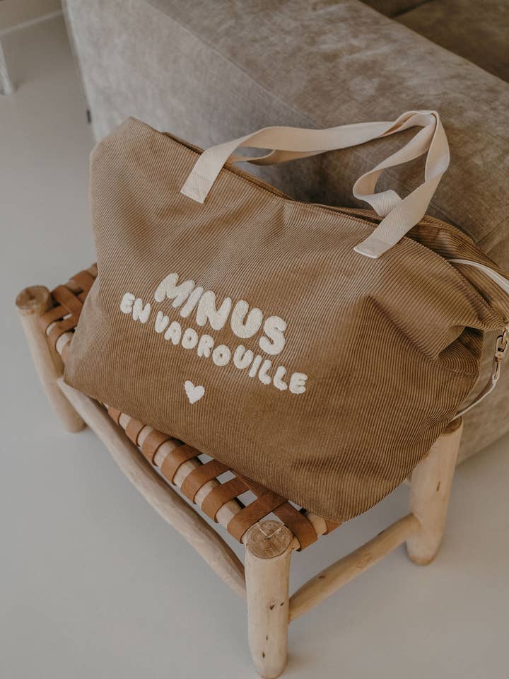 XL beige velvet tote bag - Minus on the go for wholesale by Zakuw