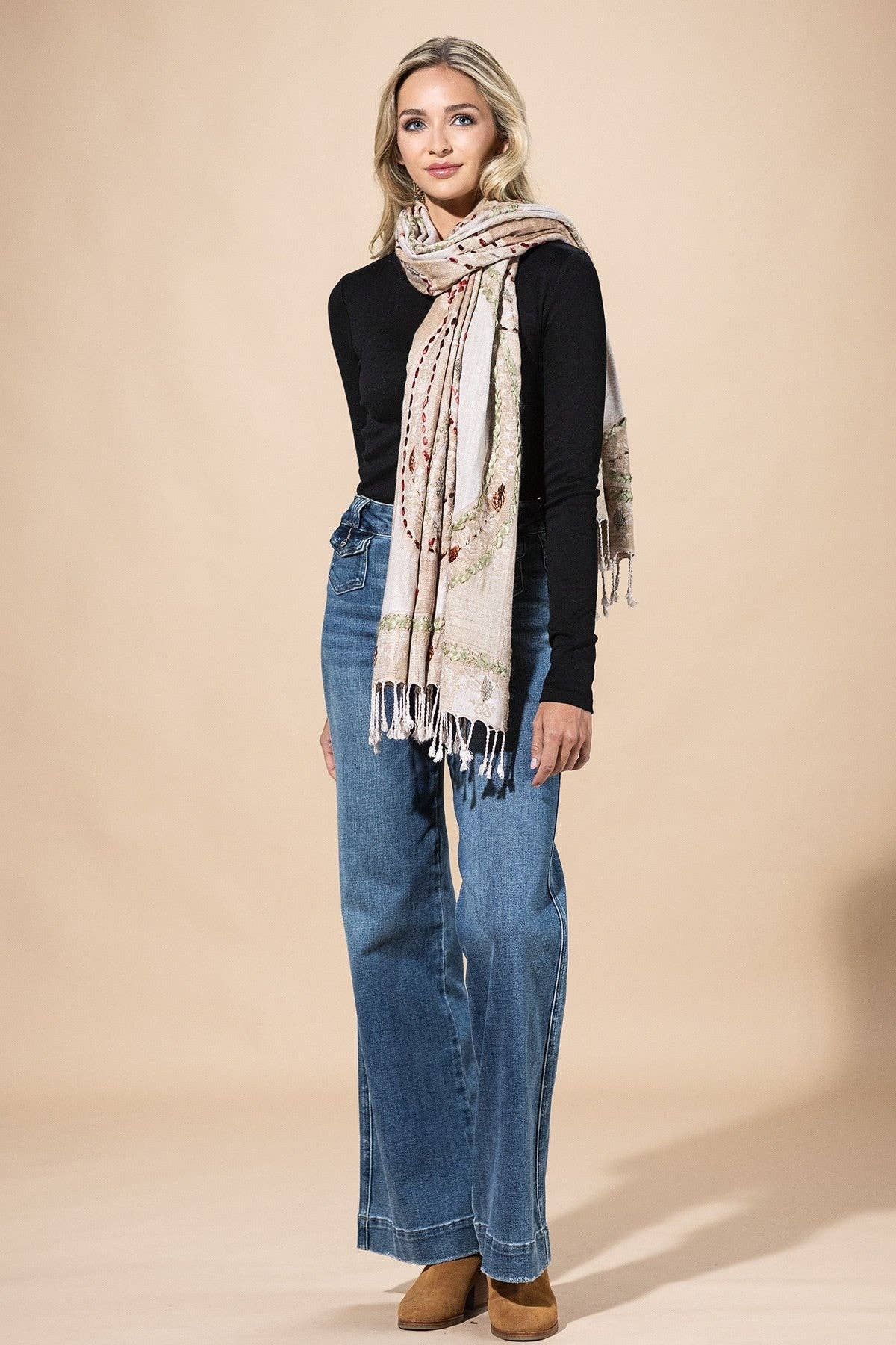 100% Viscose Ecru Scarf for wholesale on Faire7