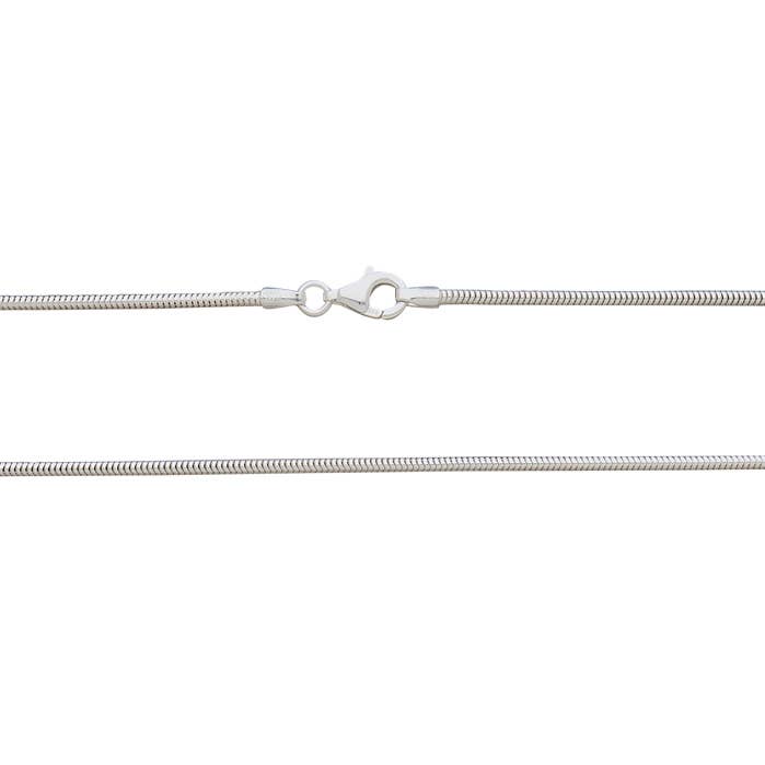 Cadena de serpiente de 1,6 mm y 18 pulgadas con langosta, plata de ley para venta al por mayor de Kamal