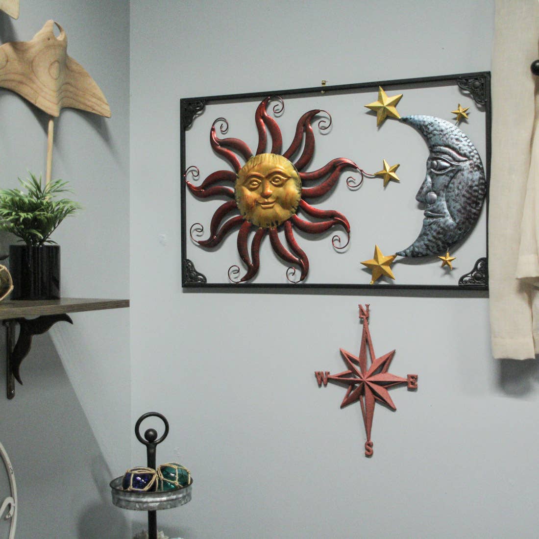 Zeckos - Wholesale Wall Accent - Tri-Tone Sun Moon & Stars Indoor/Outdoor Metal Wall Art4