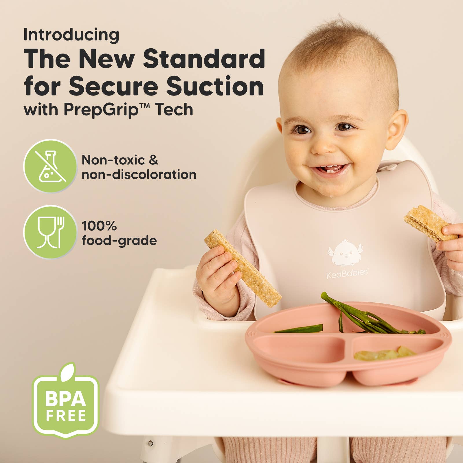 Roseate 3-Pack Prep Suction Plates for Baby, BPA-Free Silicone Plate for wholesale on Faire1