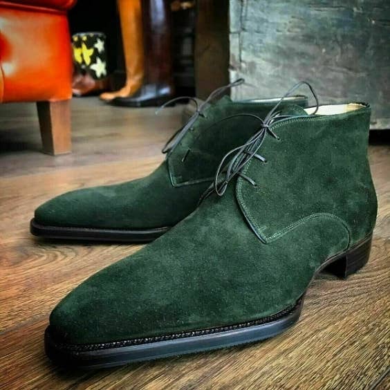 The Royale Leather - Vendita all'ingrosso Chukka - Uomo - Stivali Chukka da uomo in pelle scamosciata verde foresta