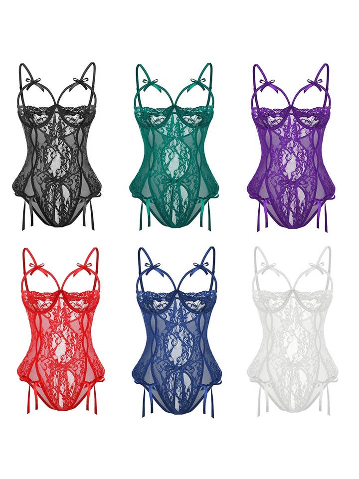 Tourtiwi - Wholesale Lingerie Bodysuit - Women's - Lace strap sexy lingerie breast-revealing bodysuit6