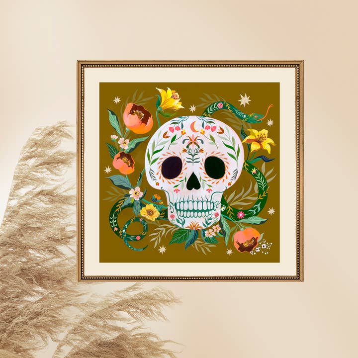 Tag der Toten Kunstdruck | Dia De Los Muertos | Skull Art für den Großhandel von Christine De Carvalho