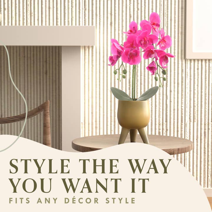 Forever Leaf - Wholesale Artificial Flowers - Artificial Purple Orchid Flower in Gold Pot5