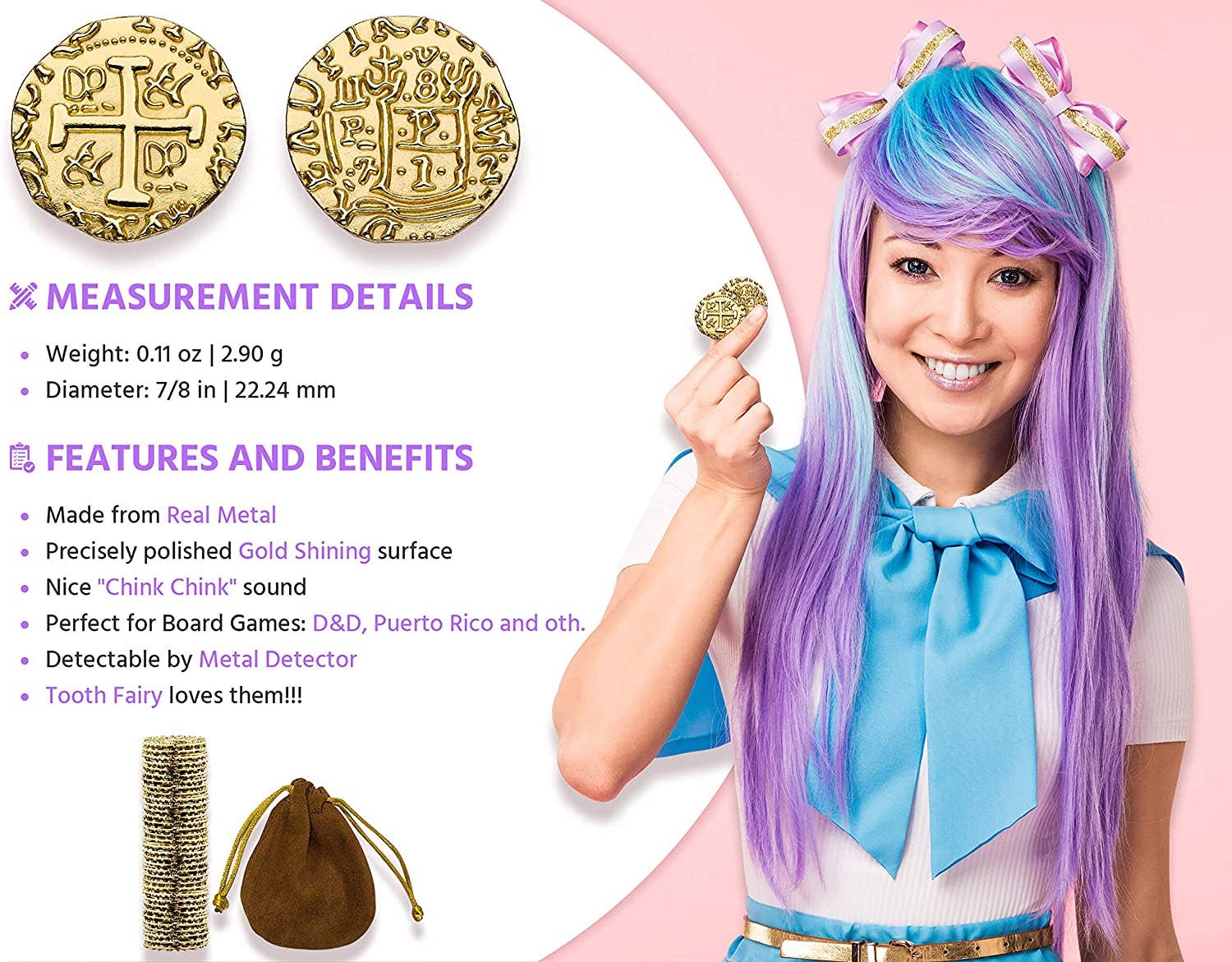 Leib Games - Venta al por mayor Moneda/objeto de coleccionista - Monedas piratas de metal dorado para juegos de mesa, 100 unidades, tamaño M1