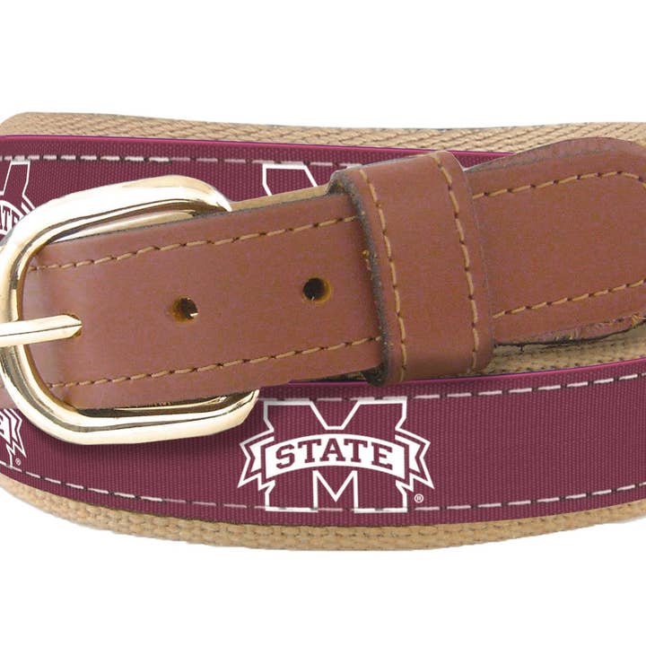 Mississippi State Bulldogs Men's Collegiate Woven Ribbon Belt. for wholesale by Zep-Pro