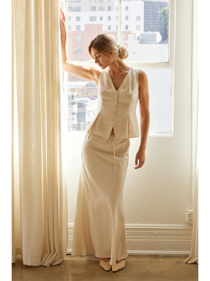 CREAM CT9130-1 - Cami Sleeveless Pleated Vest for wholesale on Faire