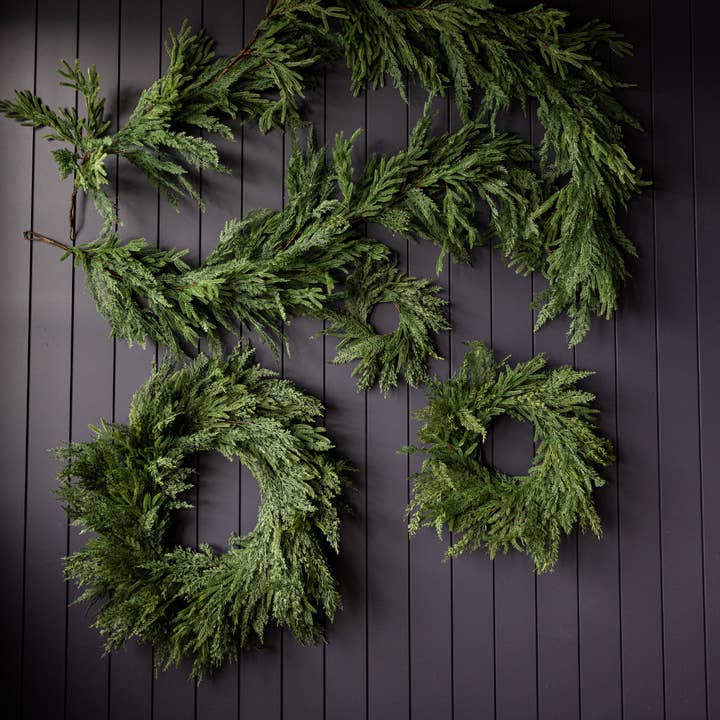 Luxe B Co - Wholesale Wreath - Norfolk & Cypress Mixed Real Touch Wreath - 34"1