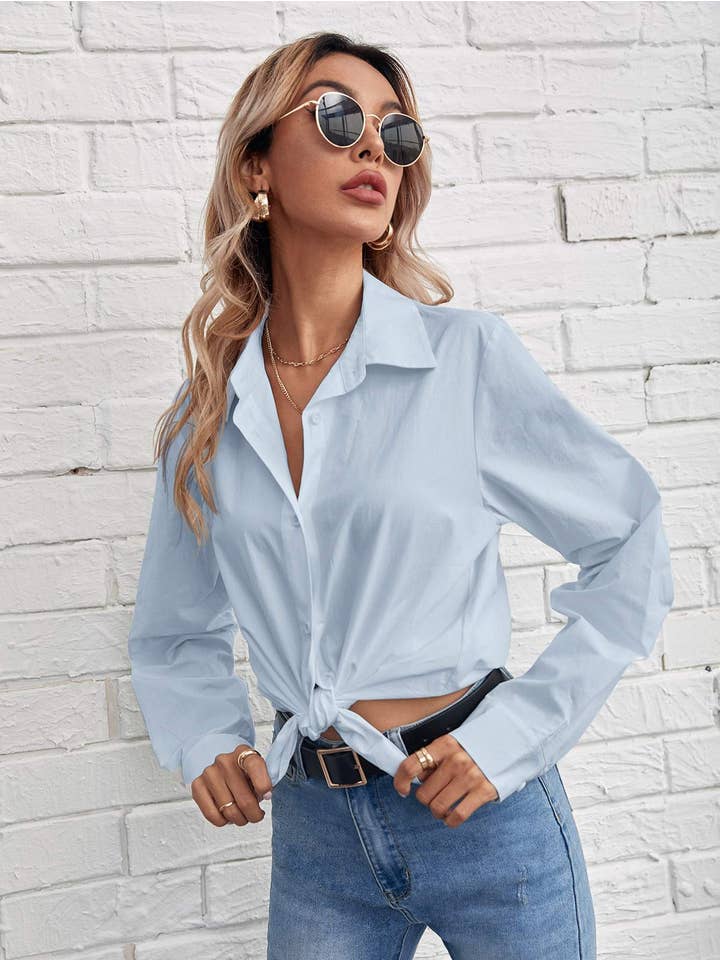 Queen Fashion - Wholesale Blouse - Women's - solid button front blouse2