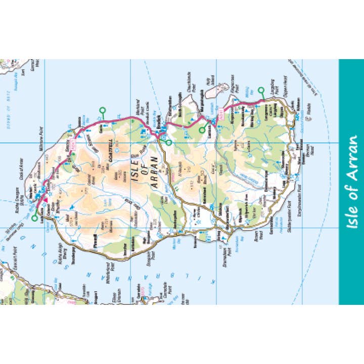Cartolina piccola con mappa di Arran per la vendita all'ingrosso da parte di Island Blue Publishing
