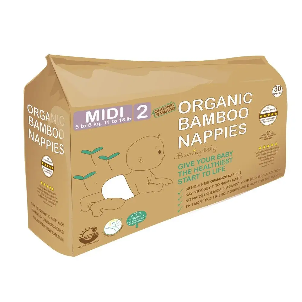 Beaming Baby - Wholesale Diaper (Cloth) - Baby - Organic Bamboo Midi Nappies - 5-8kg, 30 pcs/bag (size 2)1