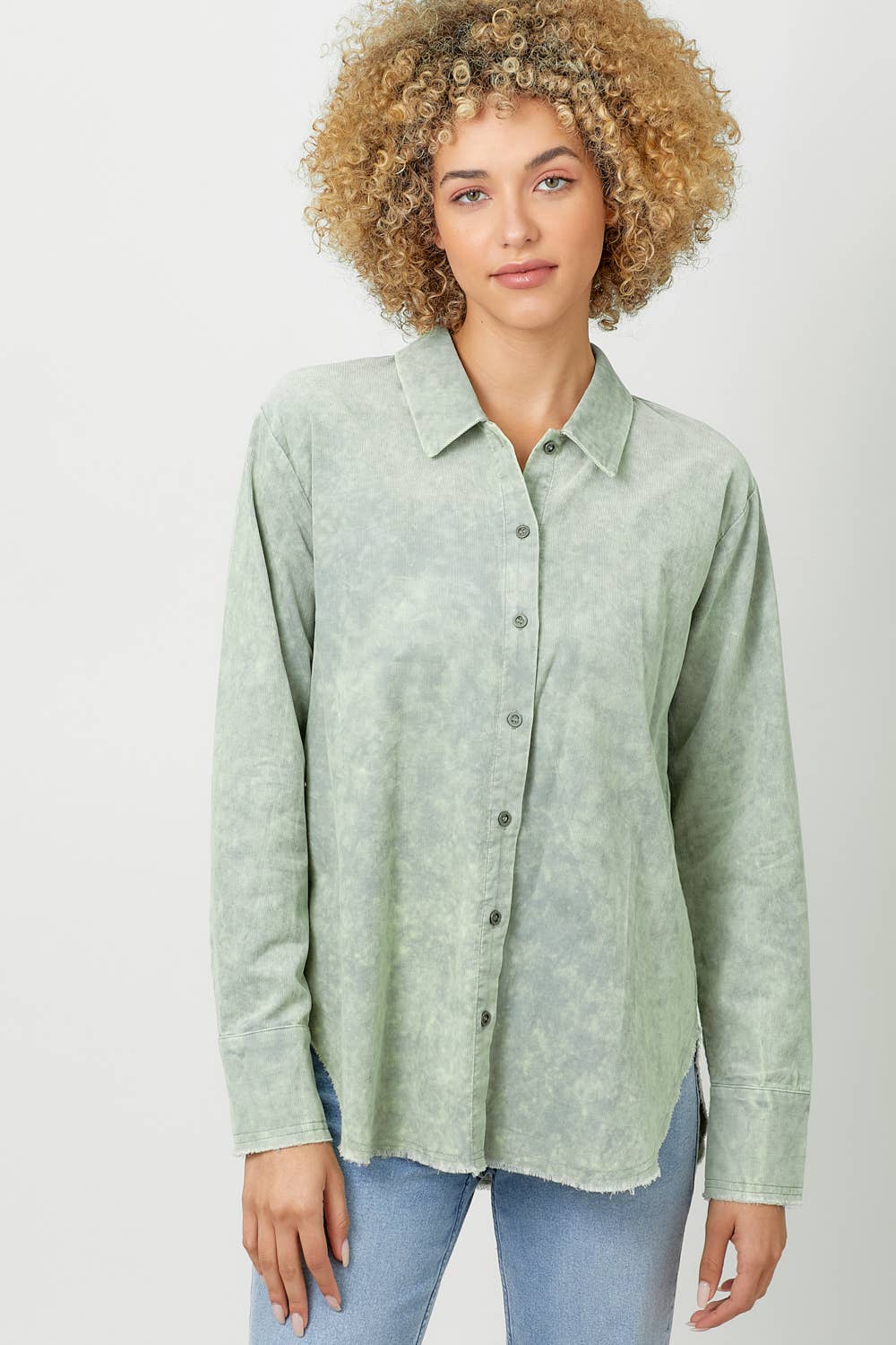 Mystree – Engroshandel Skjorte med buttondown – til kvinder – 60857 Vasket fløjlsskjorte18