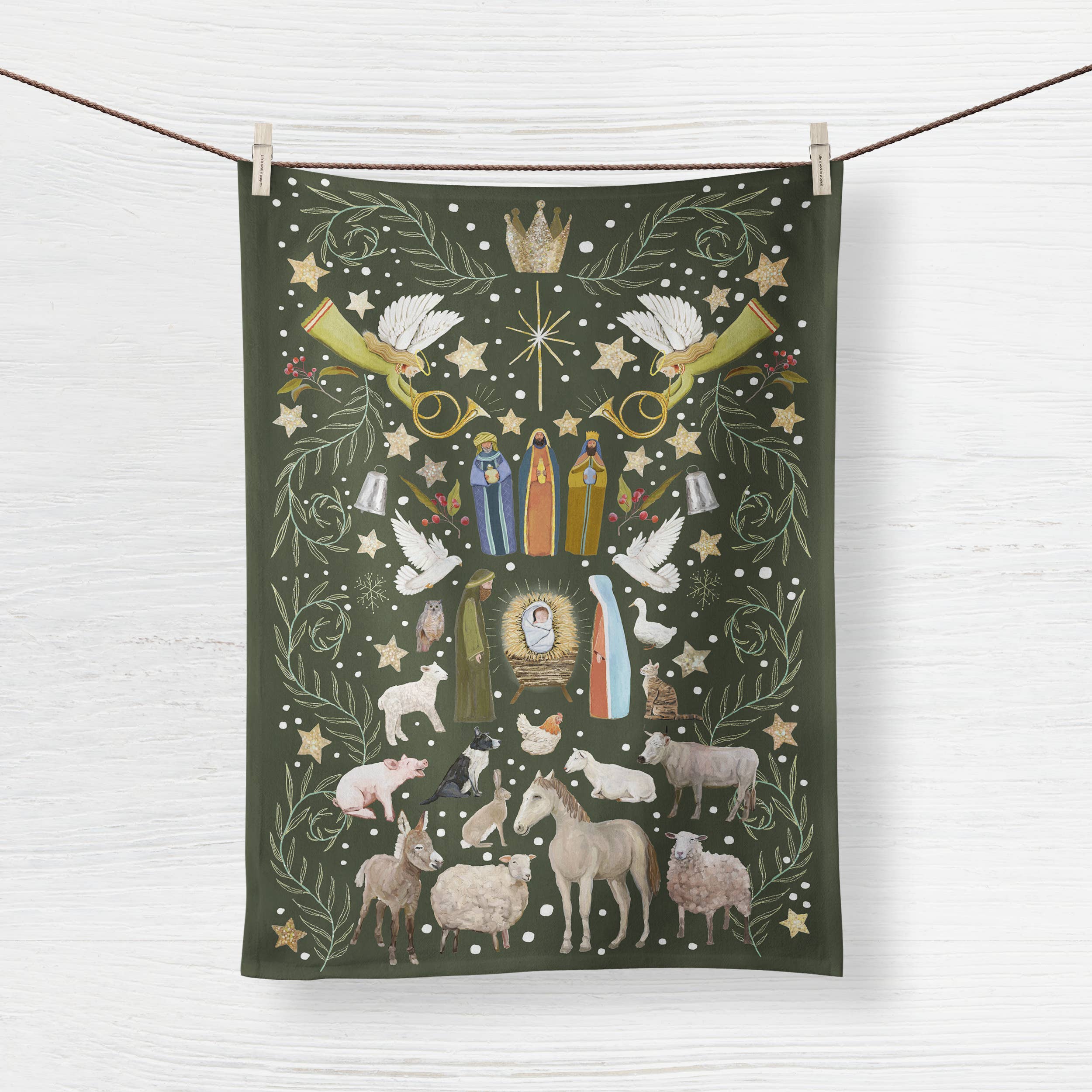 Cathy Walters Art - Wholesale Tea Towel - Cathy Walters 2024 Nativity Tea Towel