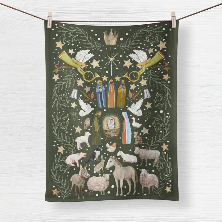 Cathy Walters Art - Wholesale Tea Towel - Cathy Walters 2024 Nativity Tea Towel0