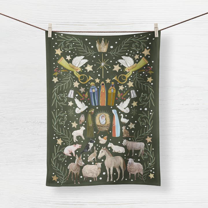 Cathy Walters Art - Wholesale Tea Towel - Cathy Walters 2024 Nativity Tea Towel0
