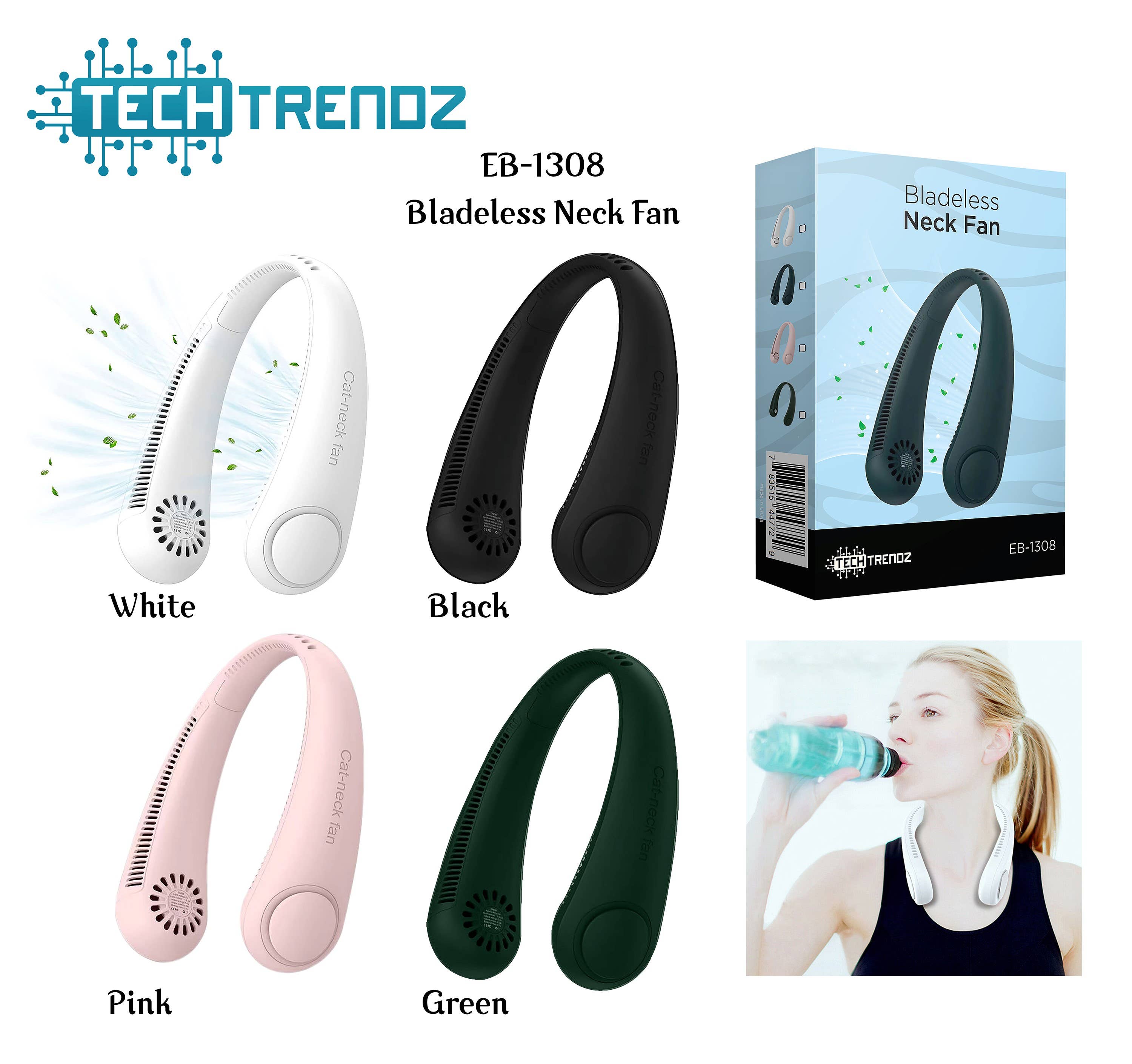 Tech Trendz - Wholesale Handheld Electric Fan - Neck Fan w/3 Speeds4