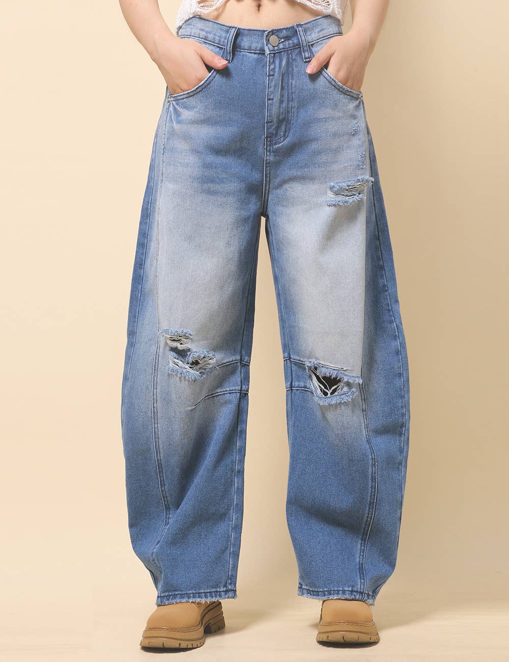 Sweetkama – Engroshandel Jeans - Dame – Damejeans med høj talje og vide ben i tøndeform, Barrel Denim SKP5226
