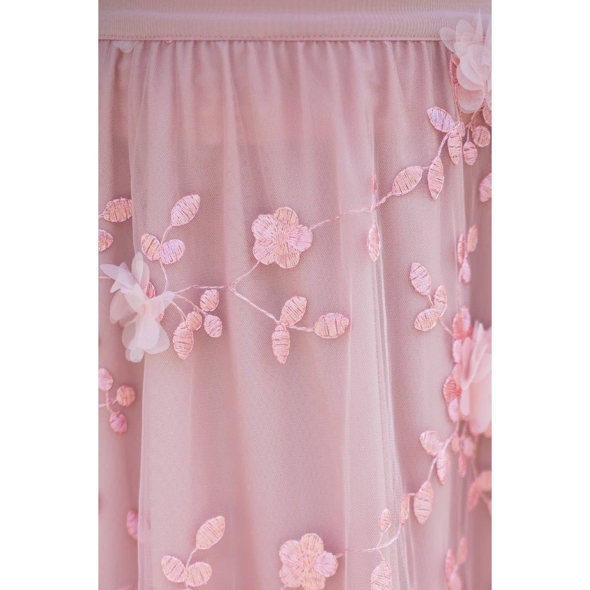 Verte – wholesale Skirt – Women’s – EMBROIDERY 3D FLORAL MIDI SKIRT_78S20549