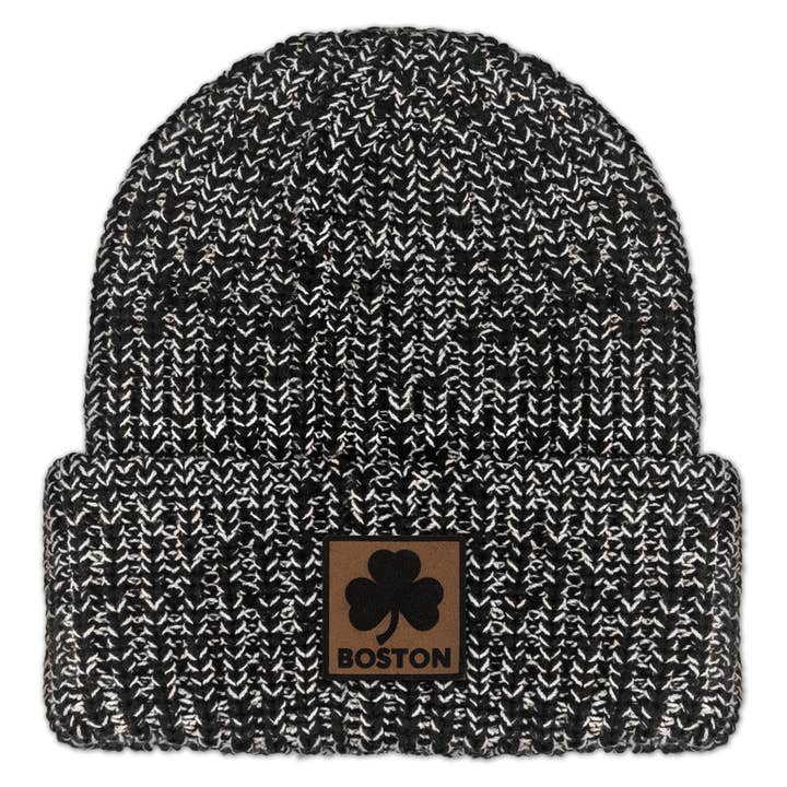 Boston Shamrock Leather Patch Chunky Knit for wholesale by Chowdaheadz