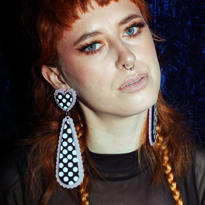 Fairly Odd Shop - Wholesale Dangle Earrings - Scalloped Drips - Polka Dots3