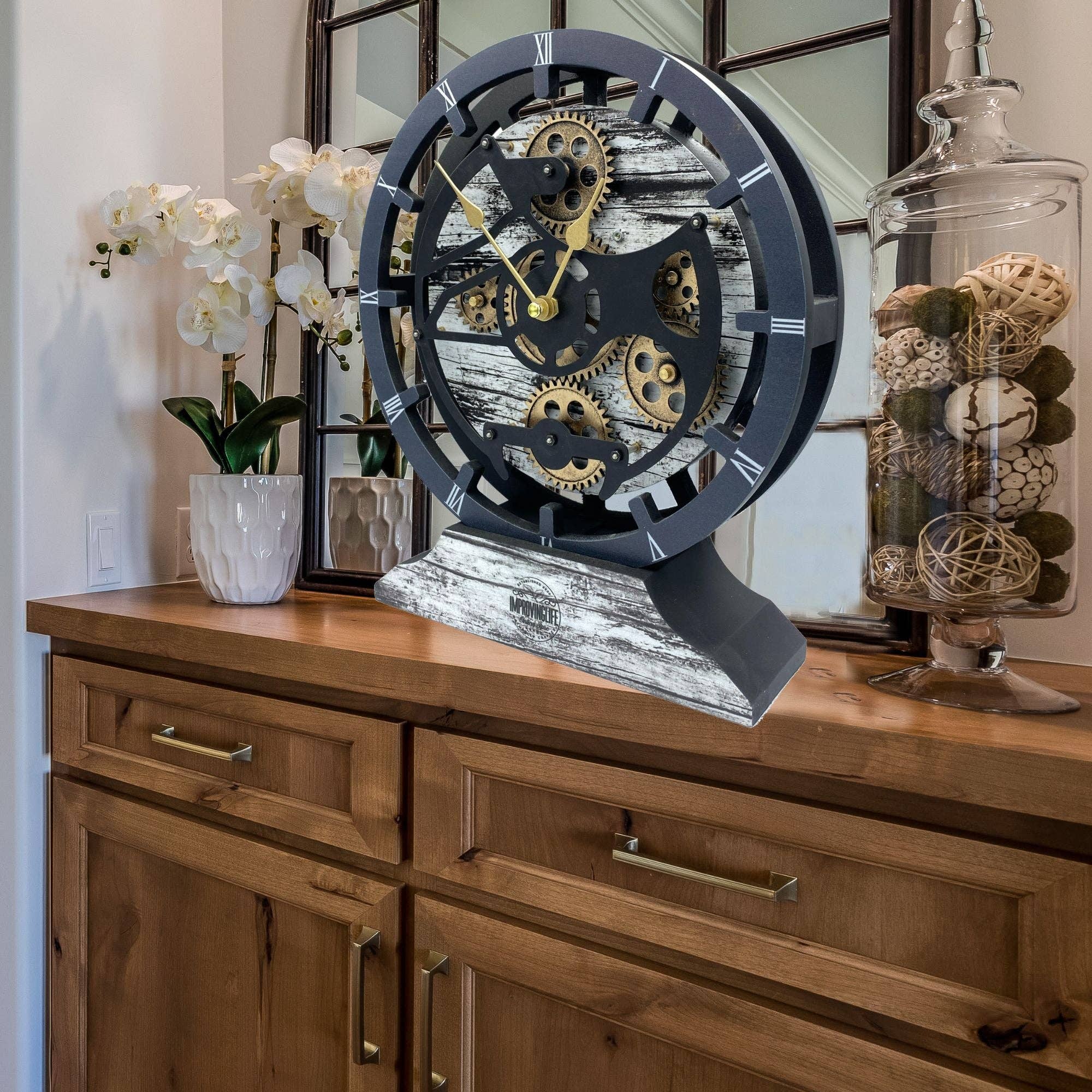 The Gears Clock - Wholesale Wall Clock - CANADA LINE WALL-DESK CLOCK 16 INCH GREY&WHITE13