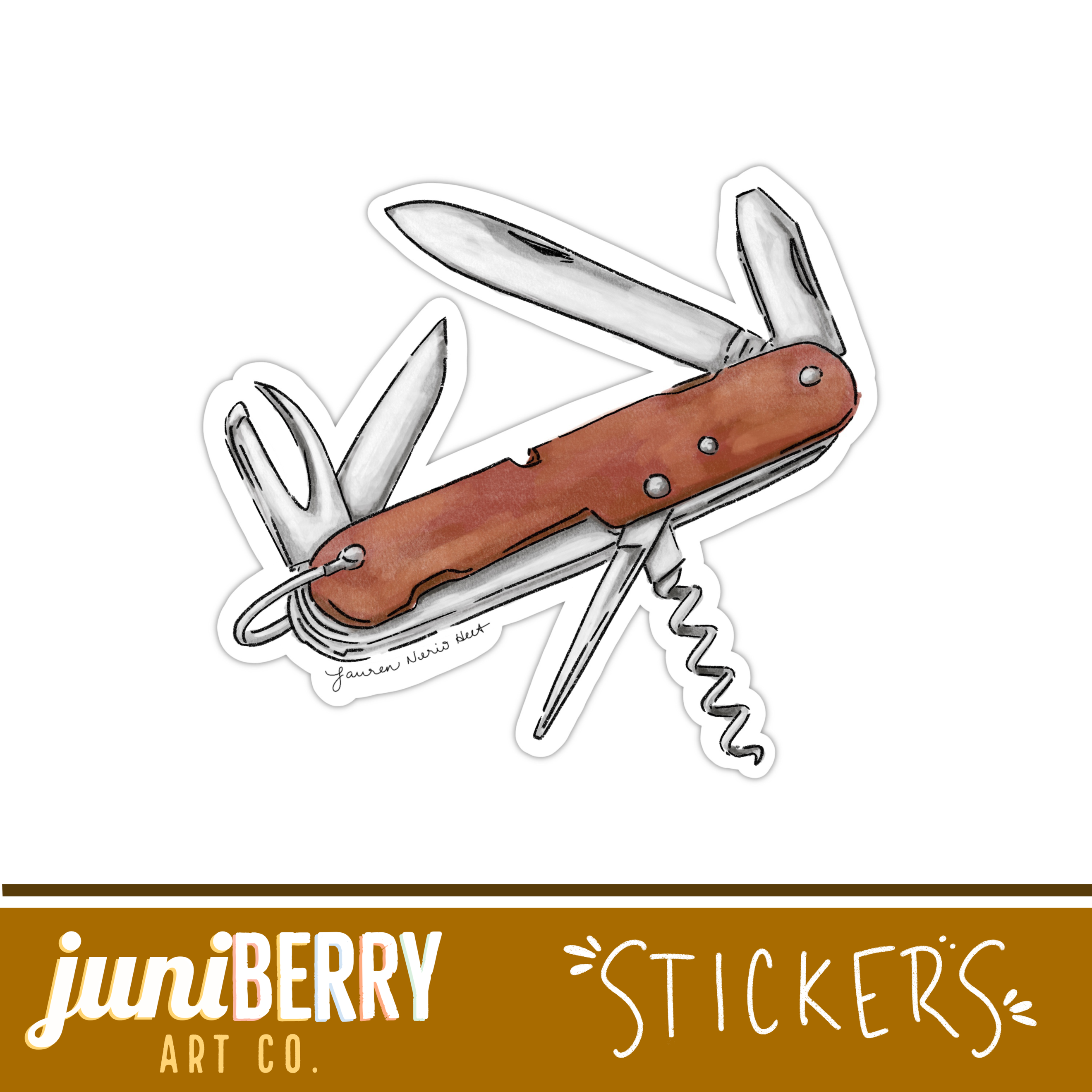 Juniberry Art Co - Wholesale Sticker - Pocket Knife/ Swiss Army/ Gadgets  - vinyl sticker0