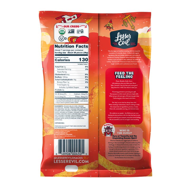 LesserEvil - Wholesale Puffed Snack - Cheezmos, Blazin' Hot Cheddar 7oz1
