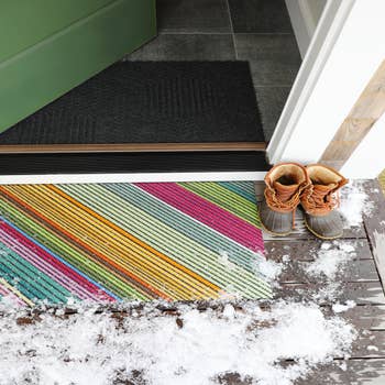 Neighburly Textured Stripes Multi Doormat