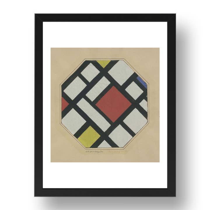 Theo van Doesburg : Étude pour une composition, œuvre d'art moderniste, reproduction d'affiche au format A3 dans un cadre noir de 17x13 pouces pour la vente par PERIOD PRINTS