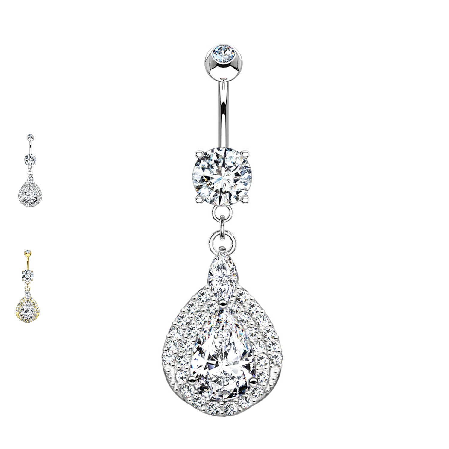 Awaken - Wholesale Belly Ring - Belly Button Piercing Crystals Drop Frame Pendant - PD-2231