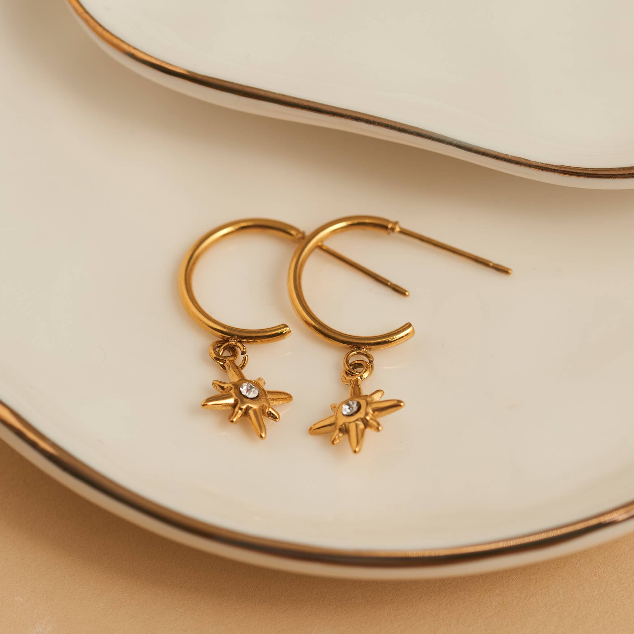 Howard's - Wholesale Hoop Earrings - Waterproof Earrings Narelle Starburst Charm C Hoop