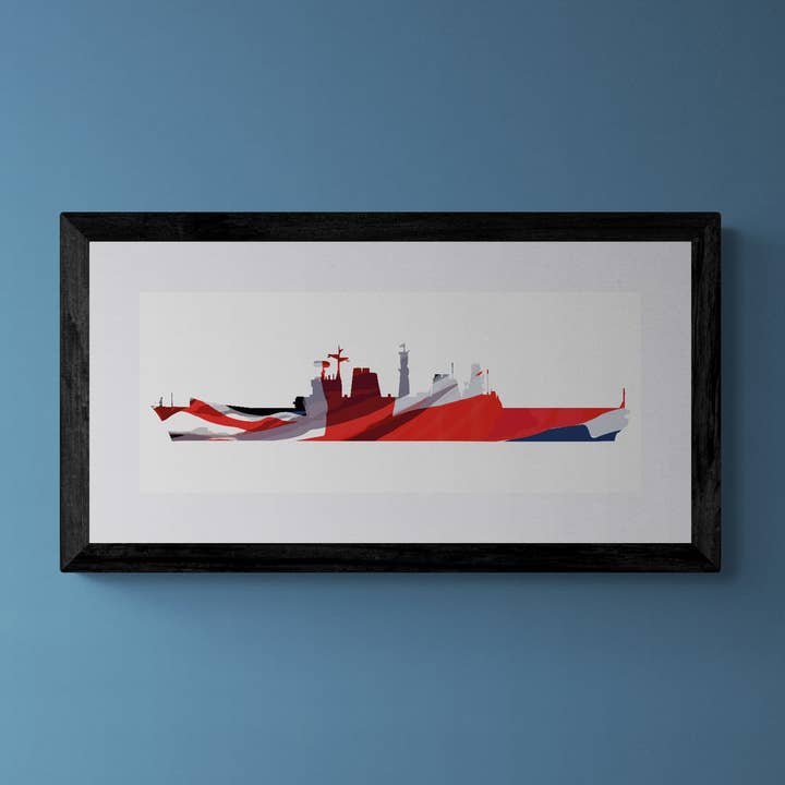 Invincible Class Aircraft Carrier Union Flag Print for wholesale by Gillian Jones Designs