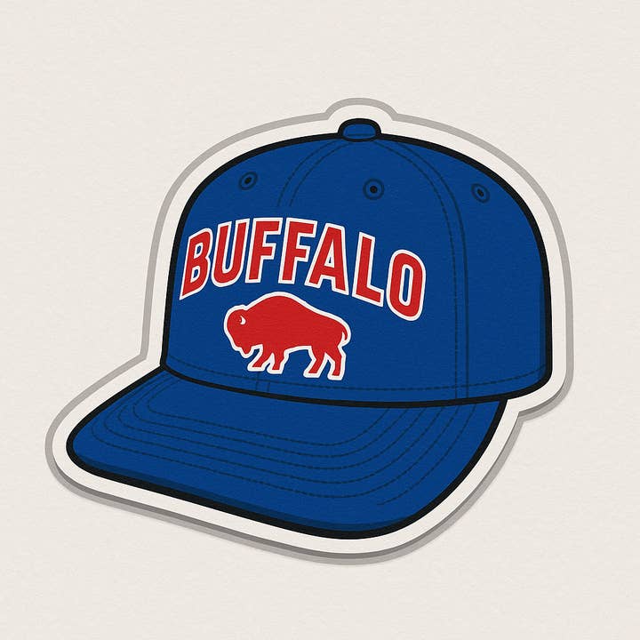 Autocollant de casquette ajustée Buffalo 3" pour la vente par Christmas All Over