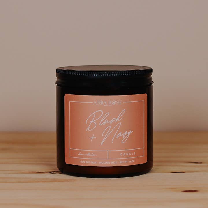 Vela Blush + Azul Marino para venta al por mayor de Aria Rose Bath Co