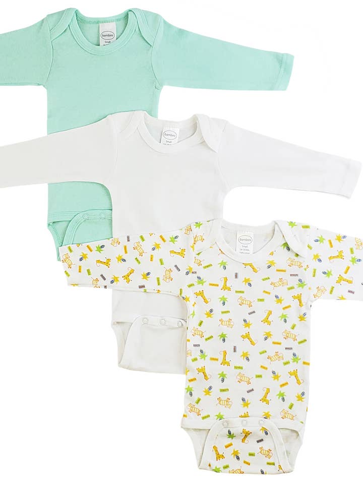 Bambini Boys Longsleeve Printed Onezie Variety Pack for wholesale by Bambini Infant Wear inc.