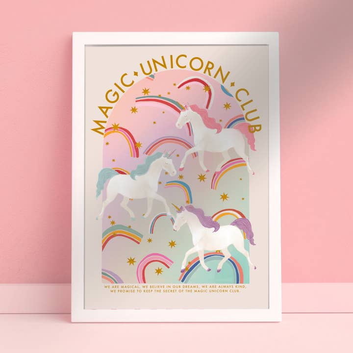 Magisk Enhjørning Print til Børneværelset - Lys og Farverig for engroshandel hos Kate Fox Design
