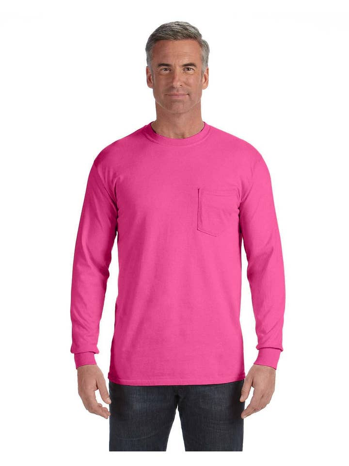 Total Apparel - Wholesale T-Shirt - Men's - Comfort Colors Garment-Dyed Long-Sleeve Pocket T-Shirt C44108