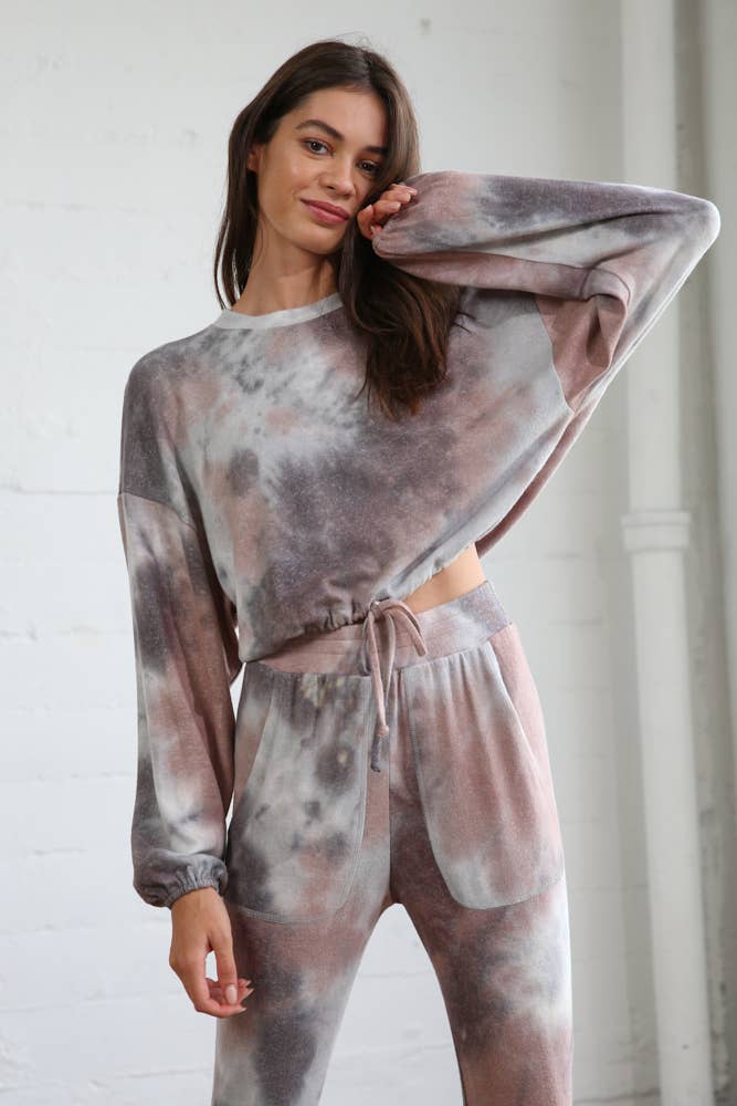 Mocha Charcoal BP835 | Knit French Terry Front Waist Strap Top for wholesale on Faire