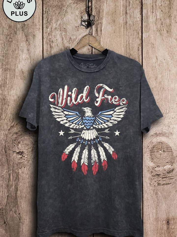 Lotus Fashion Collection - Wholesale Screen Printed T-Shirt - Women's - Wild Free Eagle Graphic Top