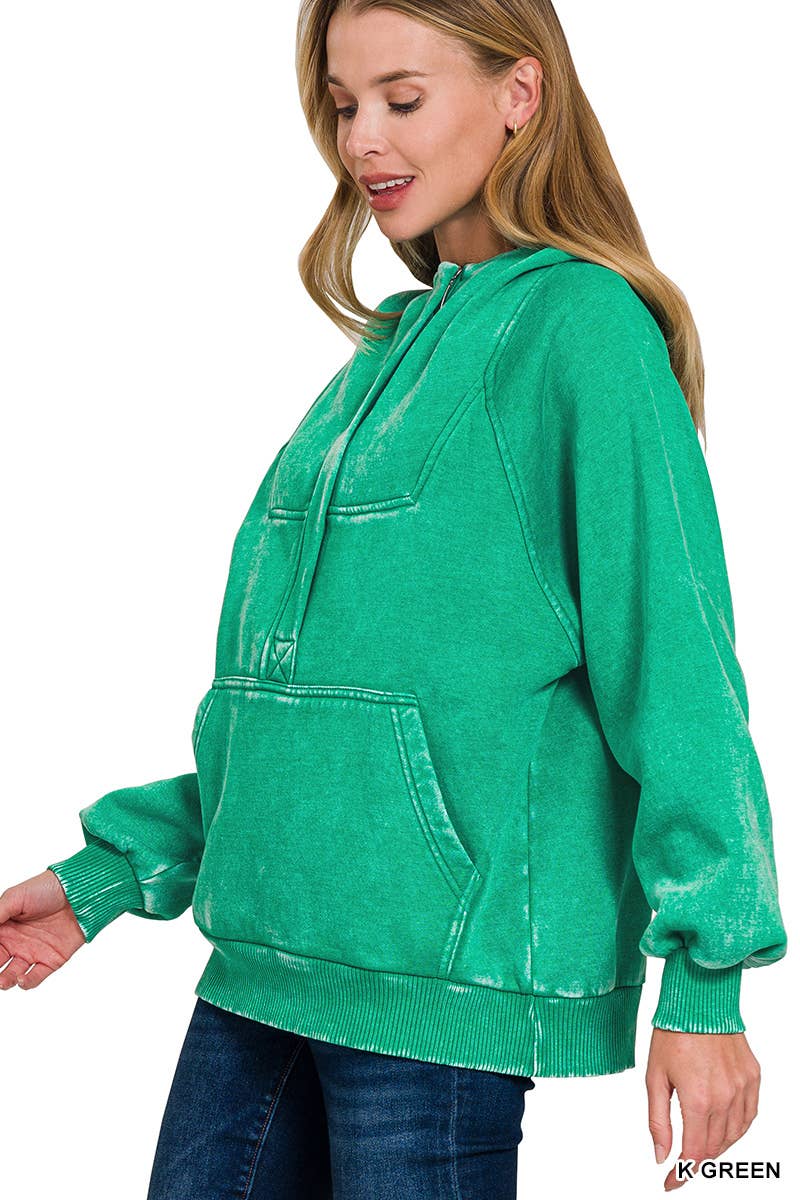 42POPS - Wholesale Hoodie - Women's - ..SI-25317 Washed Fleece Oversized 1/4 Zip Hoodie9