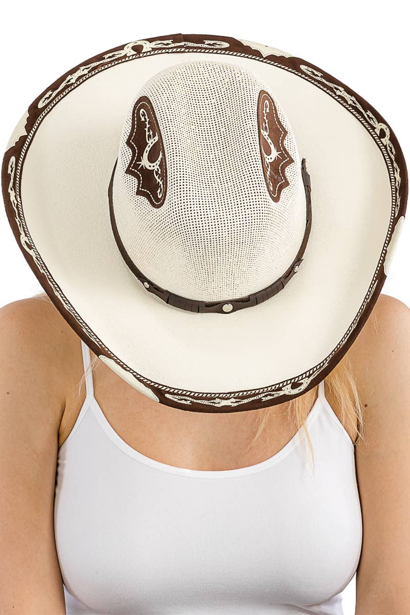 Cap Zone - Vendita all'ingrosso Cappello da cowboy - Donna - Cappello da cowboy Elite con base in avorio ventilato e bordo in pelle scamosciata sintetica13