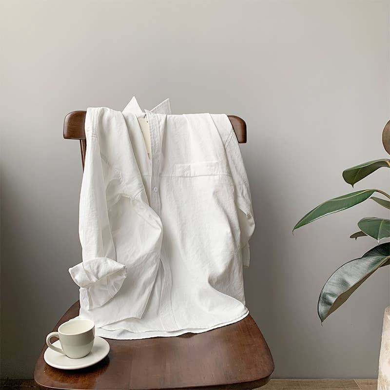 Rosa Clothing - Wholesale Button Down Shirt - Women's - Lightweight blended suede textured blouse1